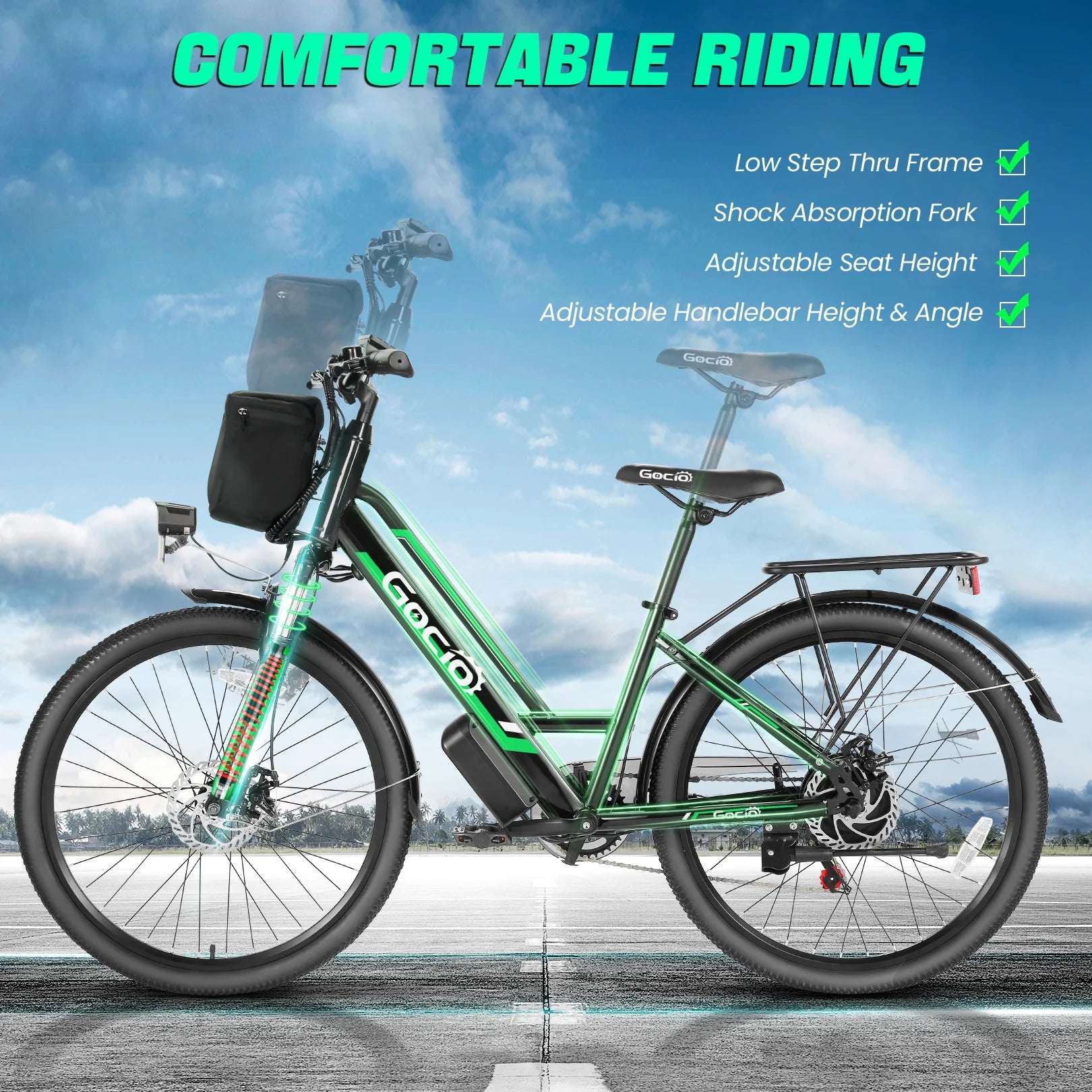 26" City Commuter Electric Bike for Adults, 750W Peak Motor, 48V 7.8Ah (374Wh) Removable Battery, 19.8 Mph 7-Speed Ebike, UL2849 Certified