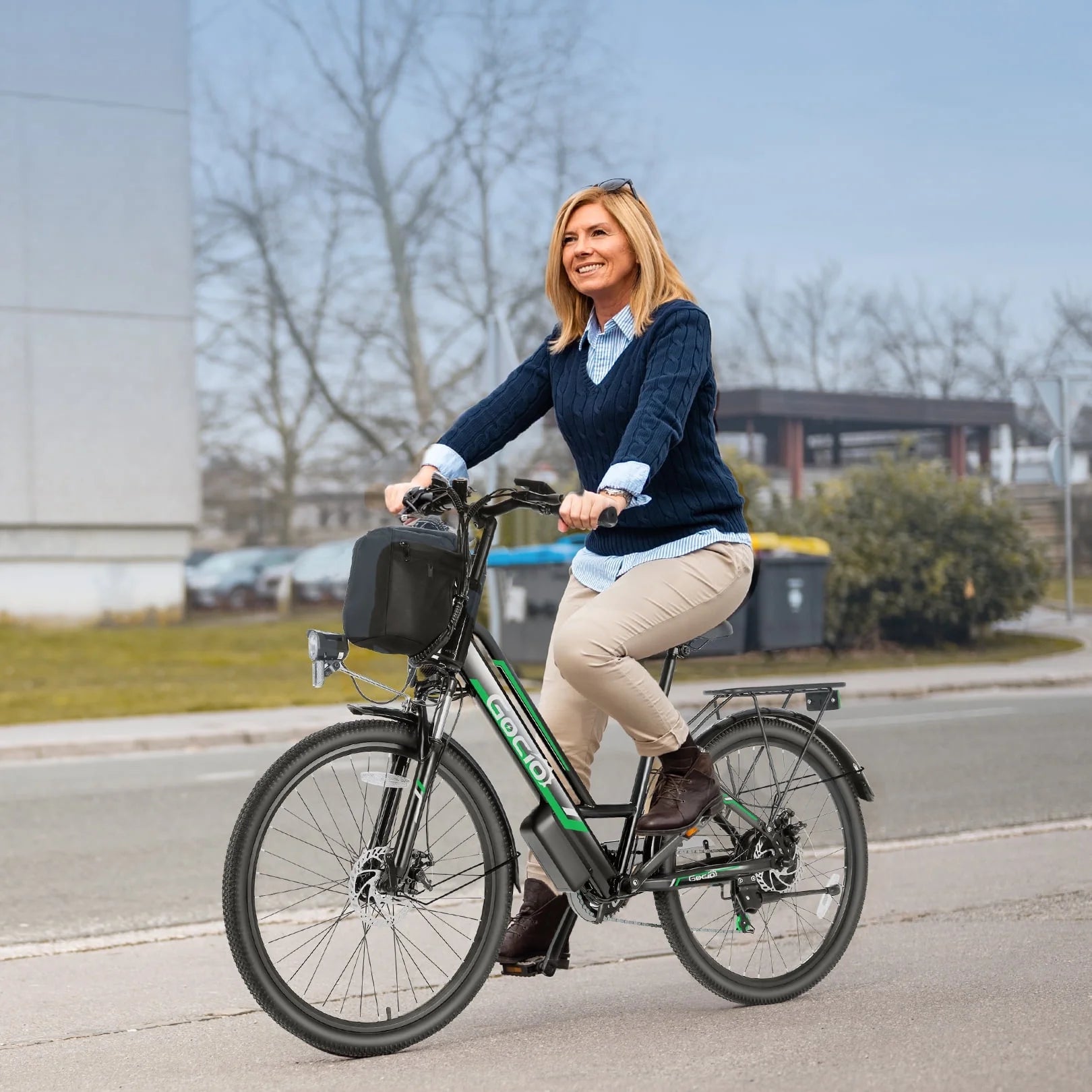 26" City Commuter Electric Bike for Adults, 750W Peak Motor, 48V 7.8Ah (374Wh) Removable Battery, 19.8 Mph 7-Speed Ebike, UL2849 Certified