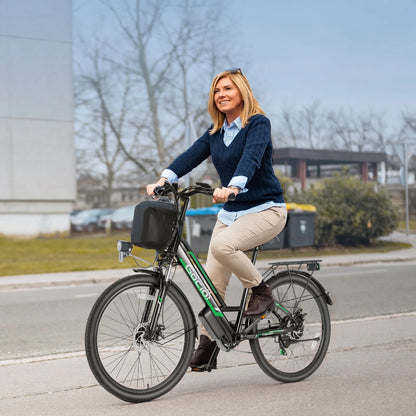 26" City Commuter Electric Bike for Adults, 750W Peak Motor, 48V 7.8Ah (374Wh) Removable Battery, 19.8 Mph 7-Speed Ebike, UL2849 Certified