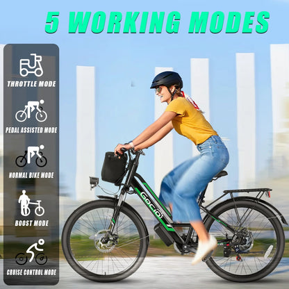 26" City Commuter Electric Bike for Adults, 750W Peak Motor, 48V 7.8Ah (374Wh) Removable Battery, 19.8 Mph 7-Speed Ebike, UL2849 Certified